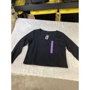 Express Squareneck Long Sleeve Top Black XXL New With Tags